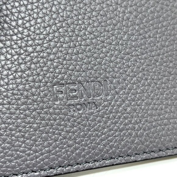 FENDI 7AS378 logo Small pass case passport case Leather gray - Picture 7 of 11